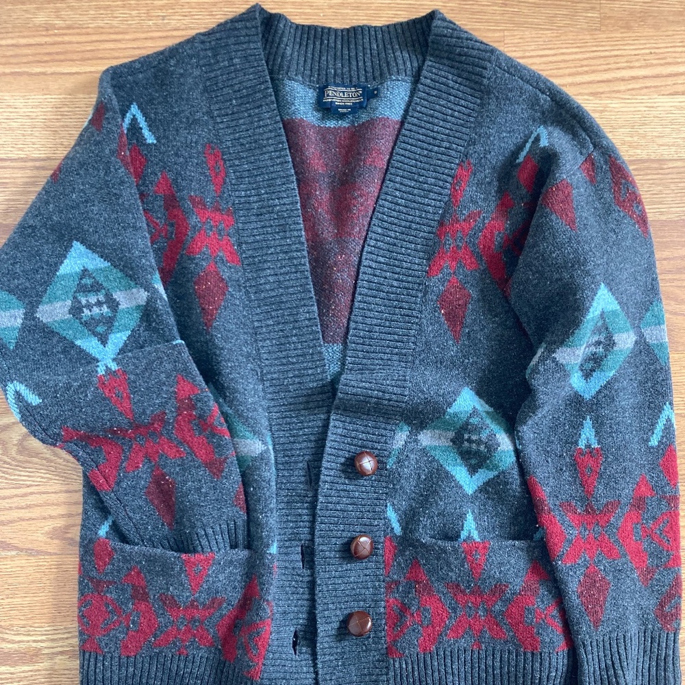 Gray Pendleton Wool Cardigan